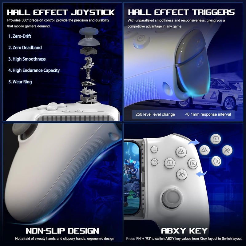 arVin USB C Mobile Gaming Controller for iPhone 17/16/15 Series & Android (USB-C) Plug & Play - Remote Play for PS5/PS4/Xbox/PC Consoles, Cloud Game, Emulator, with Hall Effect Joysticks/Turbo/Back keys - Image 4